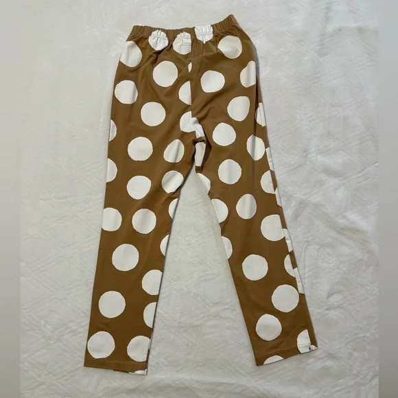 Sou Sou Pants Size M Brown Polka Dots Straight Leg Elastic Waist Japan Modern - Picture 2 of 8